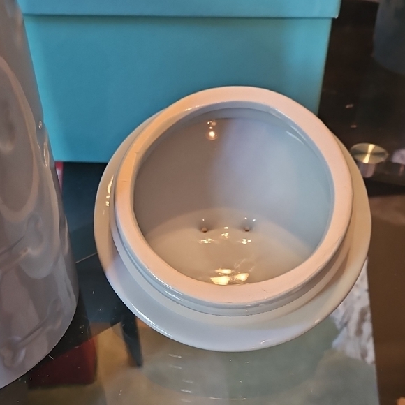 Dog Treat Jar Ceramic Light Blue with Lid - Picture 6 of 11